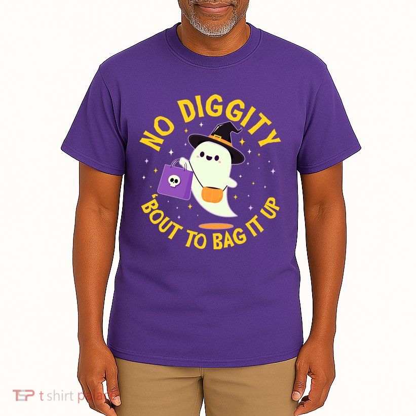 Halloween Ghost No Diggity Bout To Bag It Up Tall T-Shirt