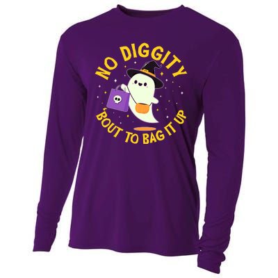 Halloween Ghost No Diggity Bout To Bag It Up Cooling Performance Long Sleeve Crew