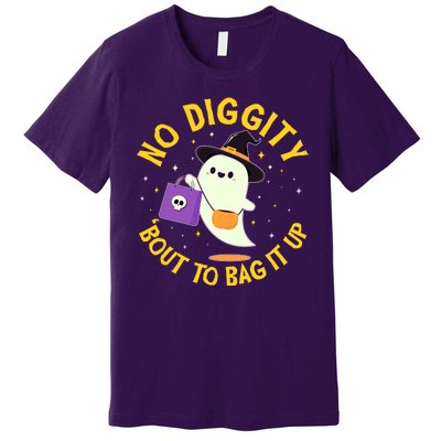 Halloween Ghost No Diggity Bout To Bag It Up Premium T-Shirt