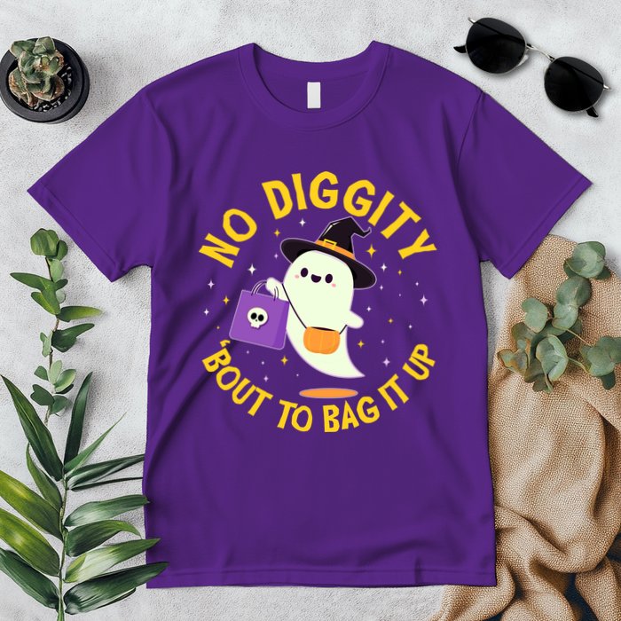 Halloween Ghost No Diggity Bout To Bag It Up Premium T-Shirt