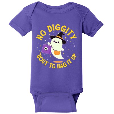 Halloween Ghost No Diggity Bout To Bag It Up Baby Bodysuit