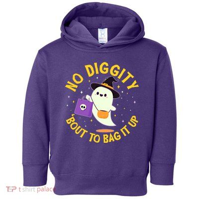 Halloween Ghost No Diggity Bout To Bag It Up Toddler Hoodie