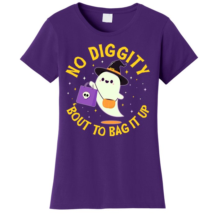 Halloween Ghost No Diggity Bout To Bag It Up Women's T-Shirt