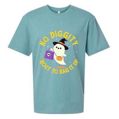 Halloween Ghost No Diggity Bout To Bag It Up Sueded Cloud Jersey T-Shirt