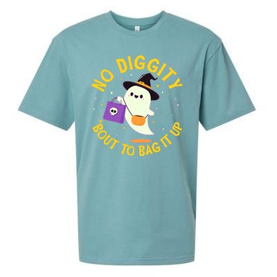 Halloween Ghost No Diggity Bout To Bag It Up Sueded Cloud Jersey T-Shirt