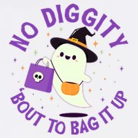 Halloween Ghost No Diggity Bout To Bag It Up Garment-Dyed Sweatshirt