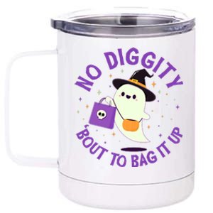 Halloween Ghost No Diggity Bout To Bag It Up 12 oz Stainless Steel Tumbler Cup