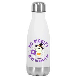 Halloween Ghost No Diggity Bout To Bag It Up Stainless Steel Insulated Water Bottle