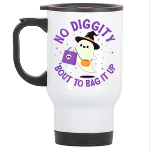 Halloween Ghost No Diggity Bout To Bag It Up Stainless Steel Travel Mug