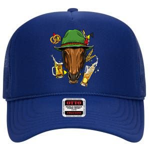 Horse Gery Oktoberfest Party Beer Fest Horse Lover Cow Gift High Crown Mesh Back Trucker Hat