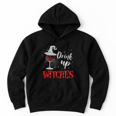 Halloween Glass Of Wine Drink Up Witches Funny Drinking Wine Hoodie