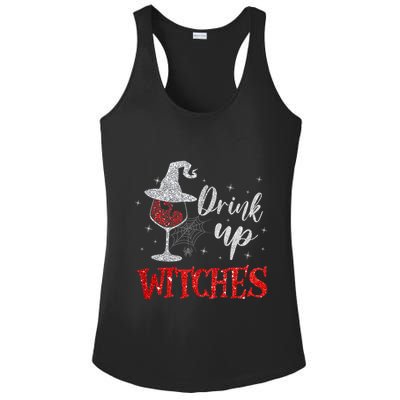 Halloween Glass Of Wine Drink Up Witches Funny Drinking Wine Ladies PosiCharge Competitor Racerback Tank