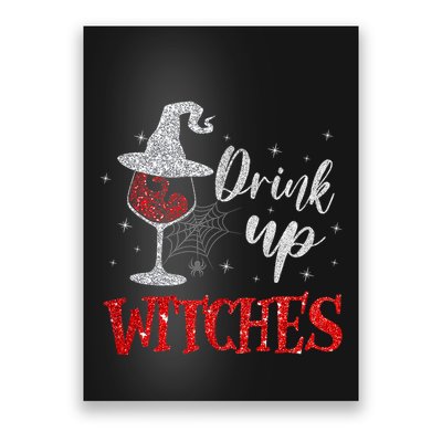 Halloween Glass Of Wine Drink Up Witches Funny Drinking Wine Poster