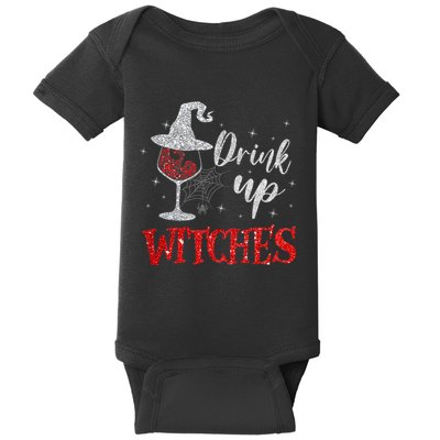 Halloween Glass Of Wine Drink Up Witches Funny Drinking Wine Baby Bodysuit