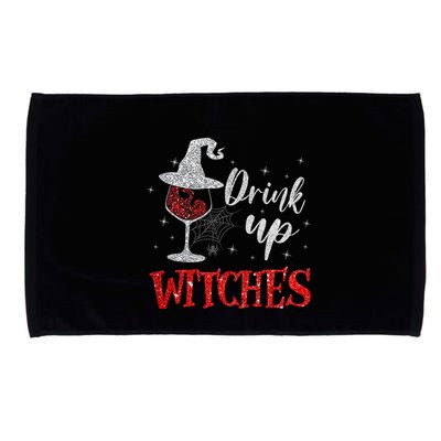 Halloween Glass Of Wine Drink Up Witches Funny Drinking Wine Microfiber Hand Towel