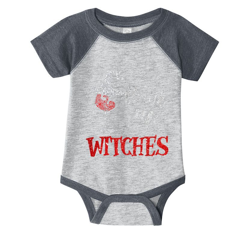 Halloween Glass Of Wine Drink Up Witches Funny Drinking Wine Infant Baby Jersey Bodysuit