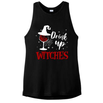 Halloween Glass Of Wine Up Witches Funny Ing Wine Gift Ladies PosiCharge Tri-Blend Wicking Tank