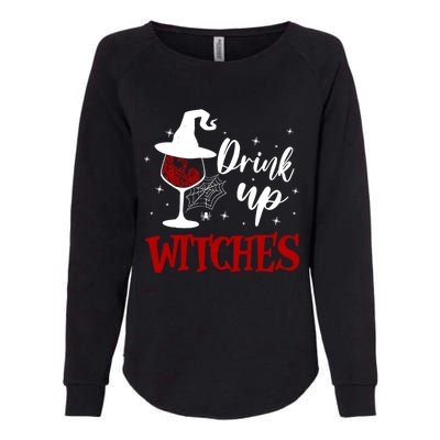 Halloween Glass Of Wine Up Witches Funny Ing Wine Gift Womens California Wash Sweatshirt