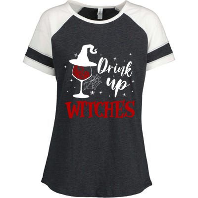 Halloween Glass Of Wine Up Witches Funny Ing Wine Gift Enza Ladies Jersey Colorblock Tee