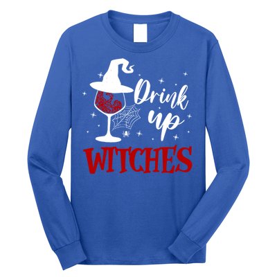 Halloween Glass Of Wine Up Witches Funny Ing Wine Gift Long Sleeve Shirt