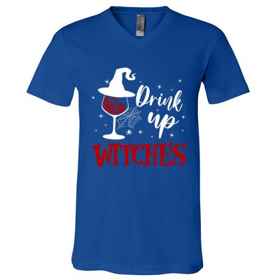 Halloween Glass Of Wine Up Witches Funny Ing Wine Gift V-Neck T-Shirt