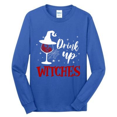 Halloween Glass Of Wine Up Witches Funny Ing Wine Gift Tall Long Sleeve T-Shirt