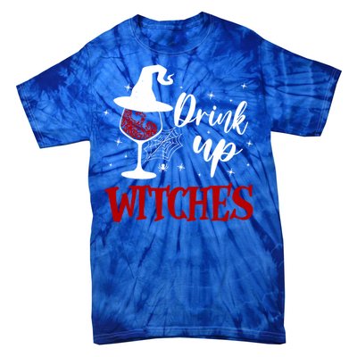 Halloween Glass Of Wine Up Witches Funny Ing Wine Gift Tie-Dye T-Shirt