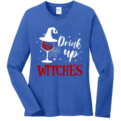 Halloween Glass Of Wine Up Witches Funny Ing Wine Gift Ladies Long Sleeve Shirt