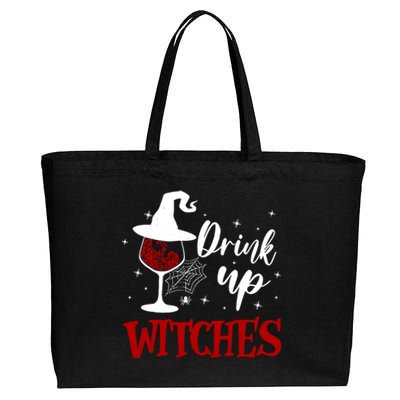 Halloween Glass Of Wine Up Witches Funny Ing Wine Gift Cotton Canvas Jumbo Tote