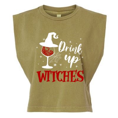 Halloween Glass Of Wine Up Witches Funny Ing Wine Gift Garment-Dyed Women's Muscle Tee