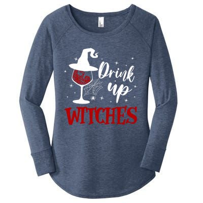 Halloween Glass Of Wine Up Witches Funny Ing Wine Gift Women's Perfect Tri Tunic Long Sleeve Shirt