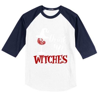 Halloween Glass Of Wine Up Witches Funny Ing Wine Gift Baseball Sleeve Shirt