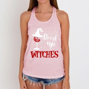 Halloween Glass Of Wine Up Witches Funny Ing Wine Gift Women's Knotted Racerback Tank