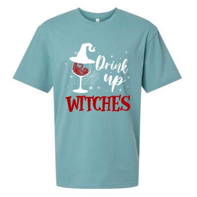 Halloween Glass Of Wine Up Witches Funny Ing Wine Gift Sueded Cloud Jersey T-Shirt