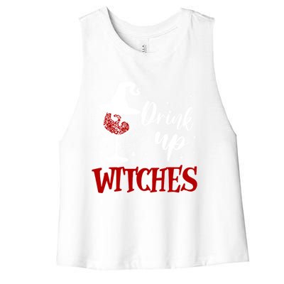 Halloween Glass Of Wine Up Witches Funny Ing Wine Gift Women's Racerback Cropped Tank