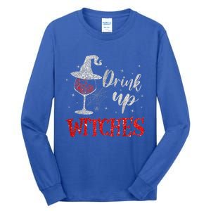 Halloween Glass Of Wine Up Witches Funny Ing Wine Gift Tall Long Sleeve T-Shirt