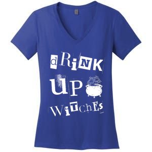 Halloween Glass Of Wine Up Witches Funny Ing Wine Gift Women's V-Neck T-Shirt