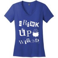 Halloween Glass Of Wine Up Witches Funny Ing Wine Gift Women's V-Neck T-Shirt