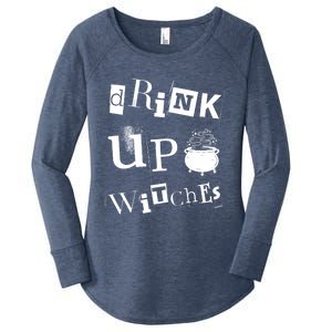 Halloween Glass Of Wine Up Witches Funny Ing Wine Gift Women's Perfect Tri Tunic Long Sleeve Shirt