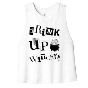 Halloween Glass Of Wine Up Witches Funny Ing Wine Gift Women's Racerback Cropped Tank