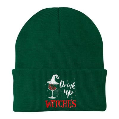 Halloween Glass Of Wine Drink Up Witches Funny Drinking Wine Knit Cap Winter Beanie