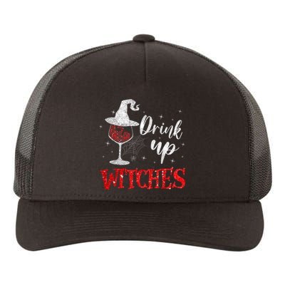 Halloween Glass Of Wine Drink Up Witches Funny Drinking Wine Yupoong Adult 5-Panel Trucker Hat