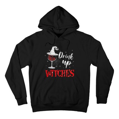 Halloween Glass Of Wine Drink Up Witches Funny Drinking Wine Hoodie