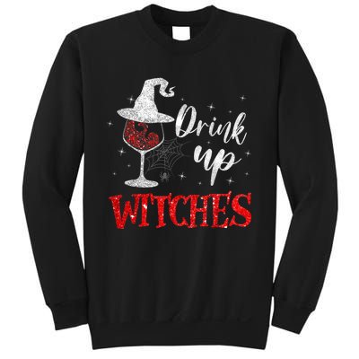 Halloween Glass Of Wine Drink Up Witches Funny Drinking Wine Sweatshirt