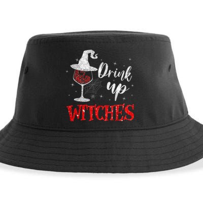 Halloween Glass Of Wine Drink Up Witches Funny Drinking Wine Sustainable Bucket Hat