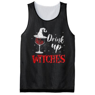 Halloween Glass Of Wine Drink Up Witches Funny Drinking Wine Mesh Reversible Basketball Jersey Tank