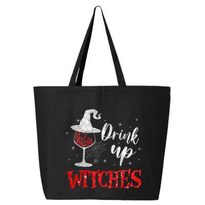 Halloween Glass Of Wine Drink Up Witches Funny Drinking Wine 25L Jumbo Tote