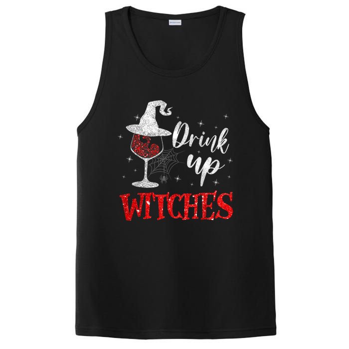 Halloween Glass Of Wine Drink Up Witches Funny Drinking Wine PosiCharge Competitor Tank