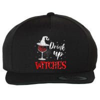 Halloween Glass Of Wine Drink Up Witches Funny Drinking Wine Wool Snapback Cap