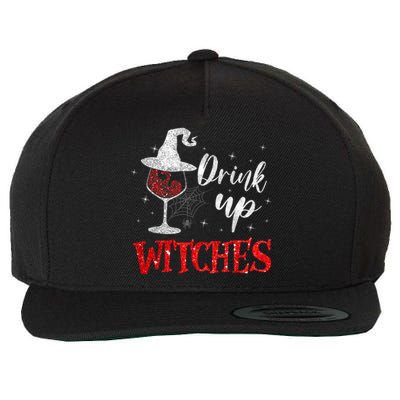 Halloween Glass Of Wine Drink Up Witches Funny Drinking Wine Wool Snapback Cap